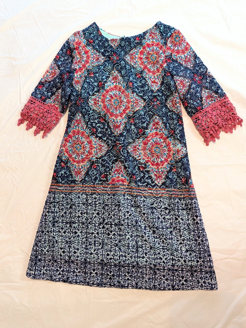 Rare Editions Girls Size 5 Shift Dress Multicolor Paisley Floral Medallion Boho